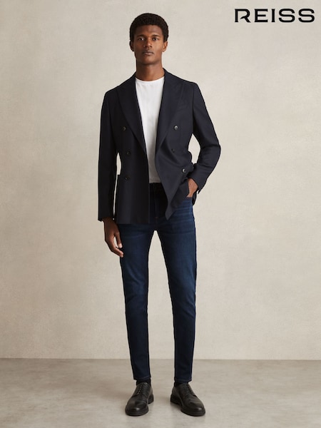 Reiss Washed Dark Indigo Bleaker Skinny-Fit Jeans (AA3746) | £98