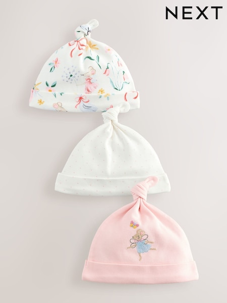 Pink Mouse Baby Tie 100% Cotton Top Hats 3 Pack (0-18mths) (AA3789) | £5.50