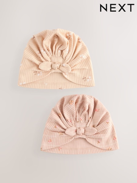 Apricot Ditsy Baby 100% Cotton Turbans 2 Pack (0-18mths) (AA3790) | £6.50