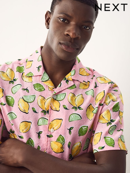 Pink Lemon Fruit Printed Short Sleeve Shirt (AA3834) | £30