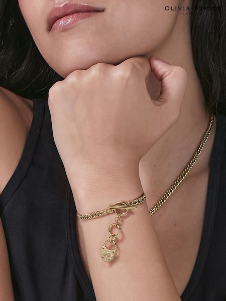 Gold Tone - Olivia Burton Olivia Burton Ip Lock Heart Toggle Bracelet