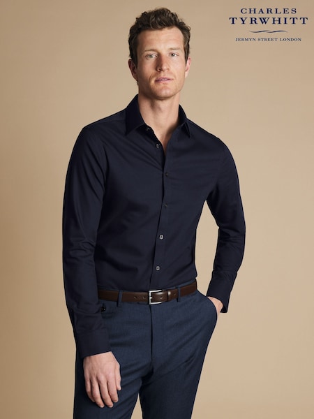 Charles Tyrwhitt Blue Slim Fit Non Iron Royal Oxford 100% Cotton Shirt (AA3942) | £70