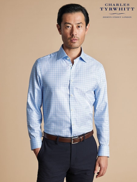 Charles Tyrwhitt Blue Slim Fit Egyptian Cotton Two Colour Check Shirt (AA3959) | £75