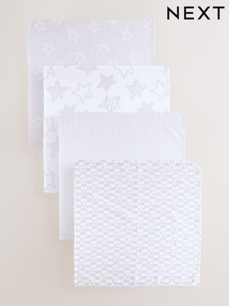 Grey Star Baby Muslins 100% Cotton Cloths 4 Pack (AA4005) | £10 - £12
