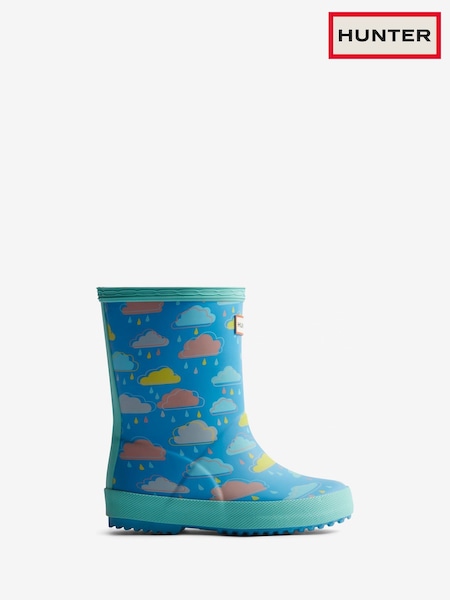 Hunter Kids Blue First Rain Cloud Print Wellies (AA4043) | £45