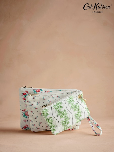 Cath Kidston Green Rose Pearl Layered Pouch (AA4075) | £44