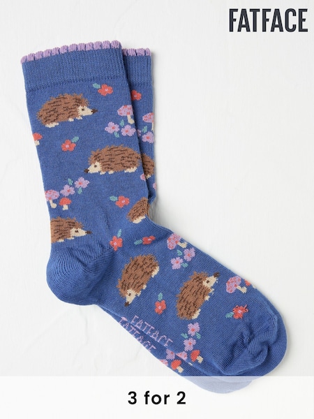 FatFace Blue Hedgehog Women's Socks (AA4140) | £7.50