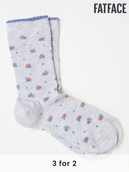 FatFace Grey Floral Women's Socks (AA4141) | £7.50