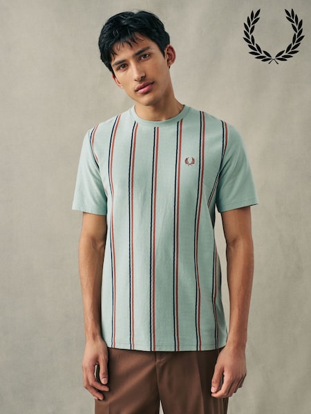 Fred Perry Striped Crepe Pique T-Shirt (AA4214) | £70