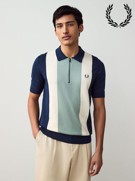 Fred Perry Vertical Stripe Zip Neck Shirt (AA4253) | £130