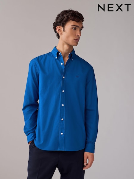 Cobalt Blue Slim Fit Long Sleeve Oxford Shirt (AA4330) | £26