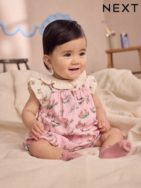 Pink Floral Printed Baby Jersey Romper (AA4400) | £27 - £29
