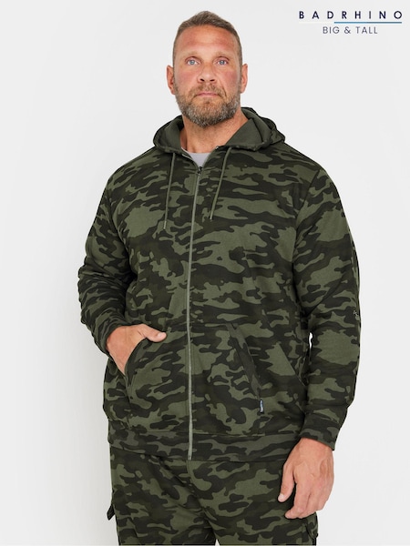 BadRhino Big & Tall Green Camo Zip Thru Jacket (AA4497) | £34