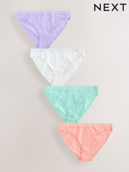 Pastel High Leg Logo Knickers 4 Pack (AA4594) | £16
