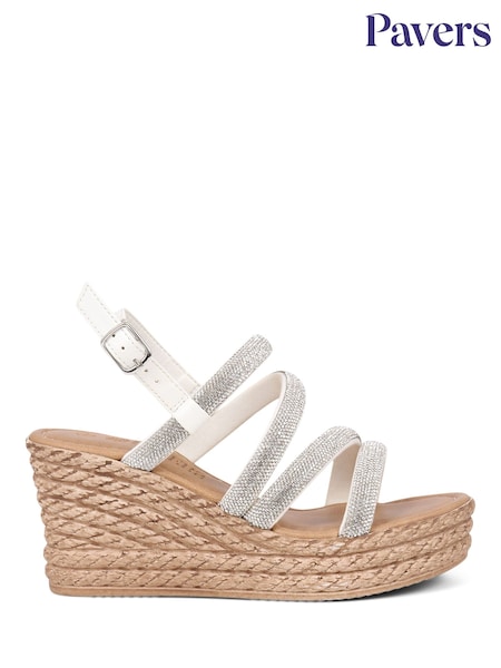 Pavers Silver Embellished Platform Espadrilles (AA4708) | £40