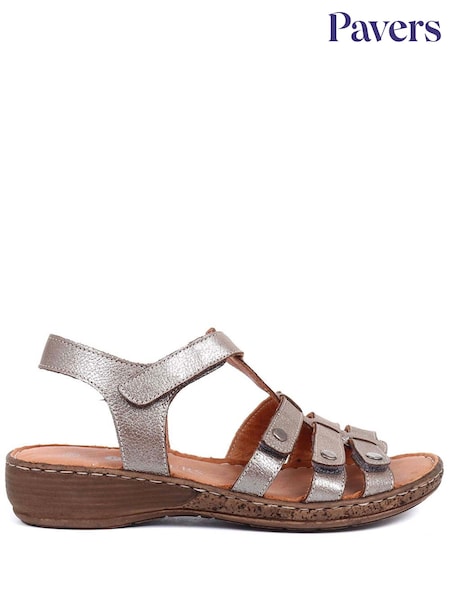 Pavers Natural Ladies Leather T-Bar Sandals (AA4722) | £45