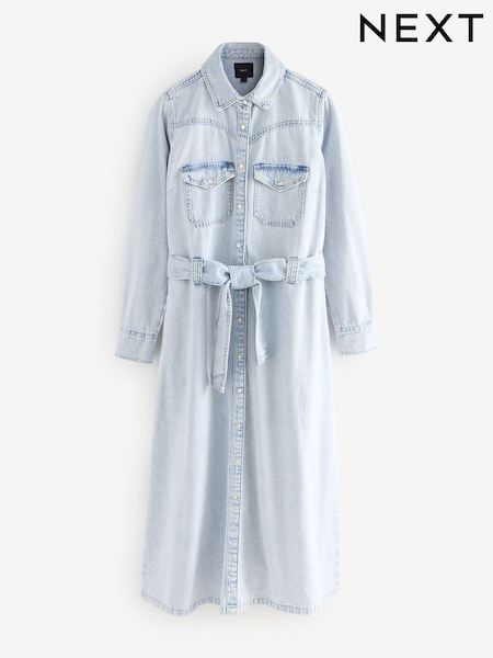 Bleach Fuller Bust Western Midi Denim Shirt Dress (AA5342) | £55