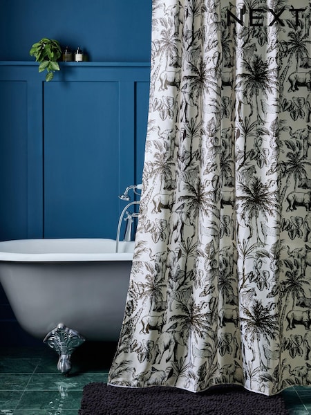 Monochrome Safari Shower Curtain (AA5401) | £14
