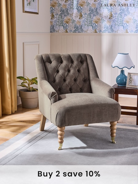 Laura Ashley Baron Chenille Dark Natural Ropsley Accent Chair (AA5408) | £425