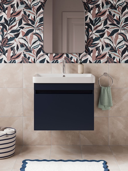 Britton Bathrooms Matt Blue Dalston Vanity Unit with Chrome Mixer Basin 558mm (AA5867) | £728