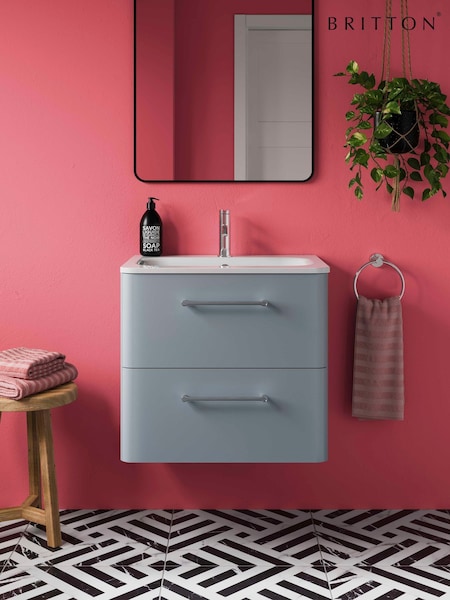 Britton Bathrooms Dusty Blue Camberwell Vanity Unit with Chrome Mixer Basin (AA5883) | £1,182