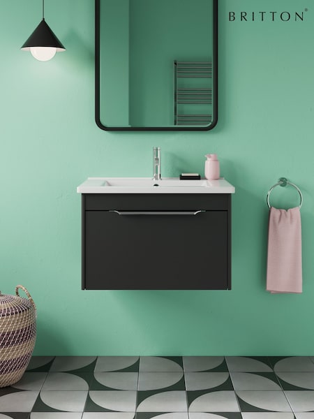 Britton Bathrooms Matt Grey Shoreditch Single Drawer Vanity Unit Basin 620mm (AA5890) | £791