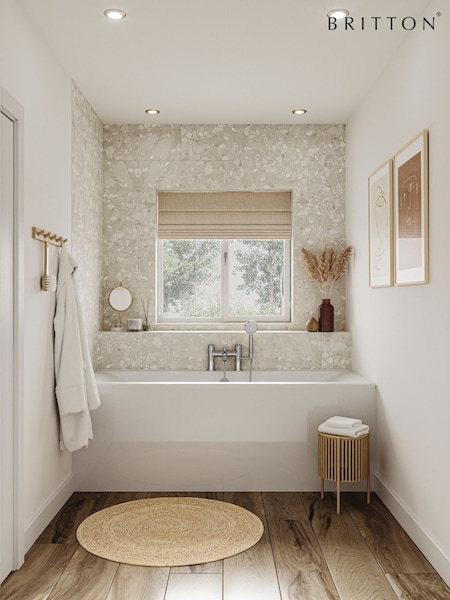 Britton Bathrooms White Chrome Verde Bath with Bath Shower Mixer 145 x 1600mm (AA5897) | £1,294