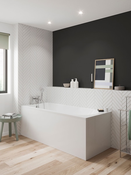 Britton Bathrooms White Chrome Reuse Bath with Bath Shower Mixer 370 x 1600mm (AA5900) | £1,364