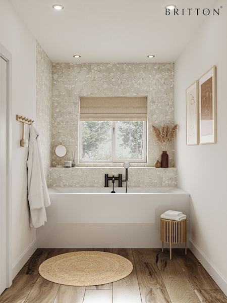 Britton Bathrooms White Matt Black Verde Bath with Bath Shower Mixer 145 x 1600mm (AA5909) | £1,380