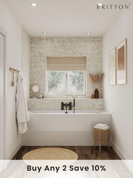Britton Bathrooms White Matt Black Verde Bath with Bath Shower Mixer 145 x 1800mm (AA5917) | £1,550