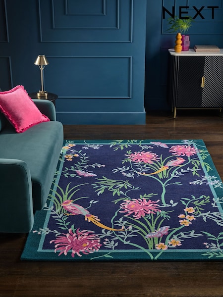 Blue/Pink Emporium Birds Rug (AA5934) | £120 - £370