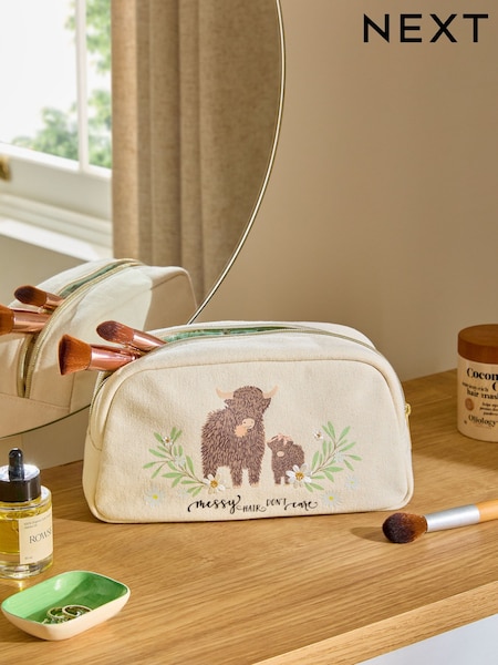 Natural Hamish the Highland Cow Makeup Bag (AA5947) | £15
