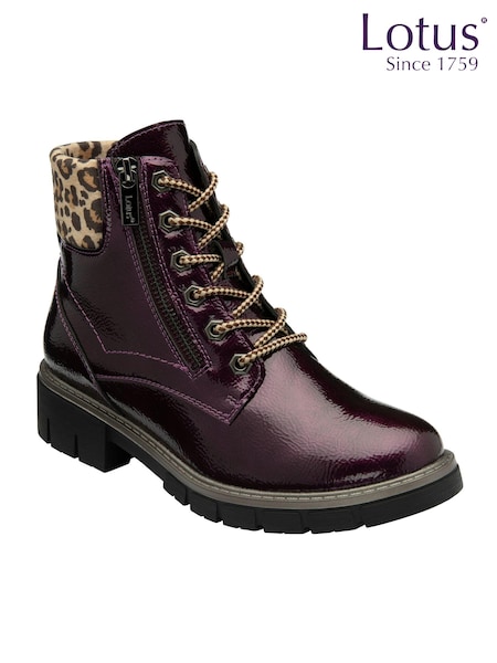 Lotus Purple Patent Ankle Boots (AA6036) | £65