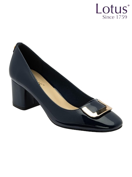 Lotus Blue Block Heel Court Shoes (AA6042) | £42