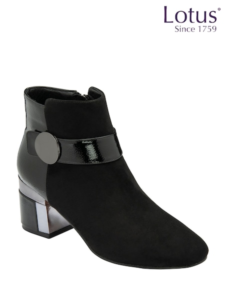 Lotus Black Heeled Ankle Boots (AA6093) | £65