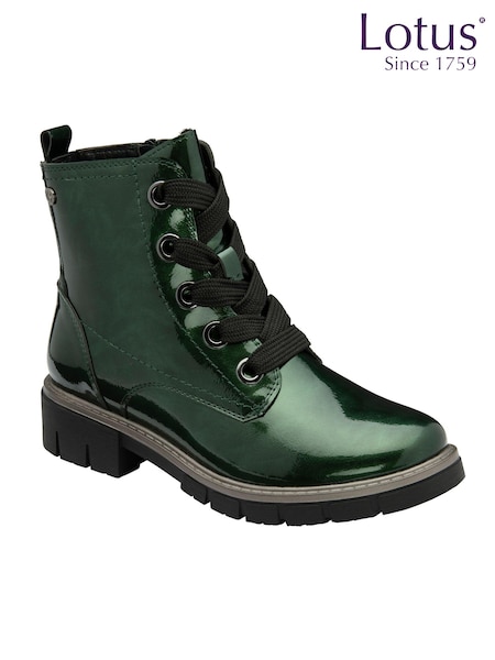 Lotus Green Patent Ankle Boots (AA6104) | £65