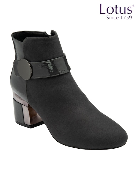 Lotus Grey Heeled Ankle Boots (AA6111) | £65