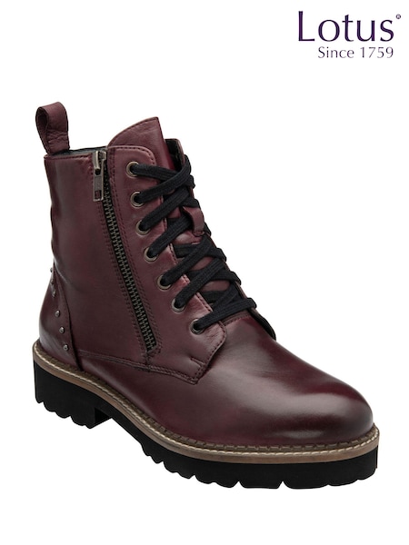 Lotus Purple Leather Ankle Boots (AA6112) | £85