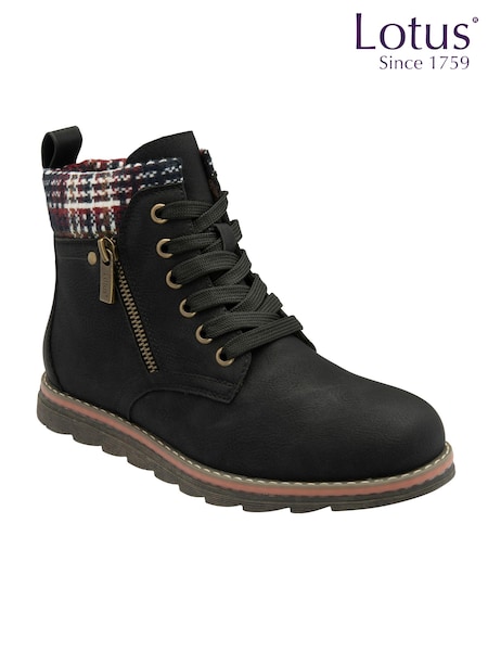 Lotus Black Zip Up Ankle Boots (AA6124) | £60