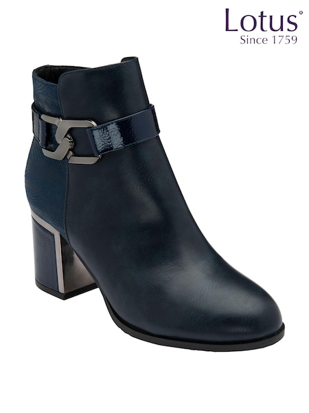 Lotus Blue Patent Lace-Up Ankle Boots (AA6147) | £65