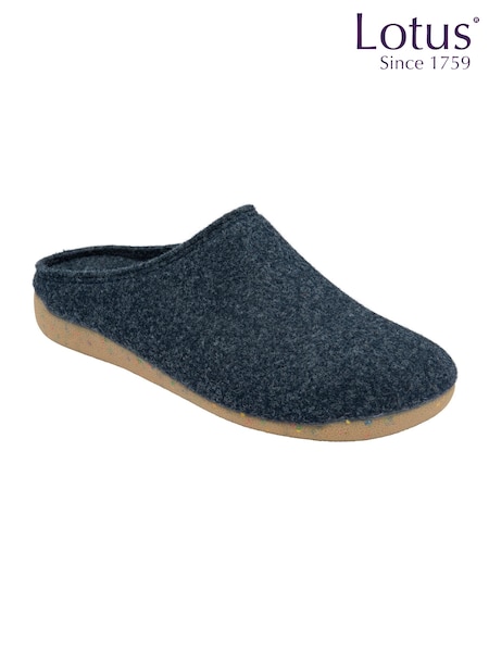 Lotus Blue Textile Mule Slippers (AA6161) | £33