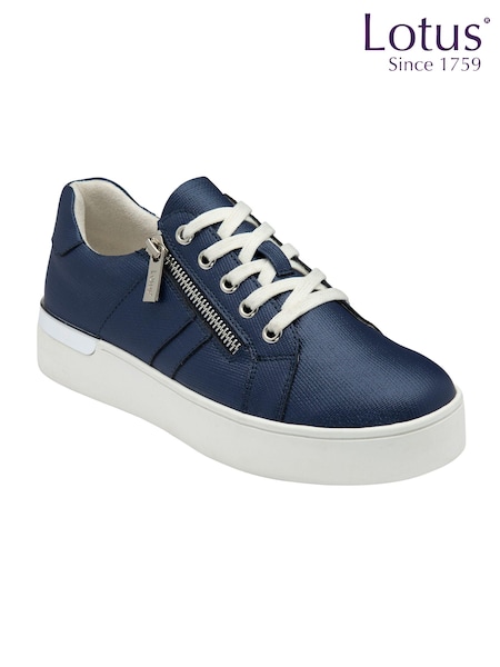 Lotus Blue Zip-Up Flat Trainers (AA6171) | £50