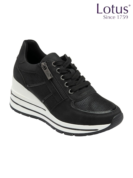 Lotus Black Zip Up Wedge Trainers (AA6175) | £55