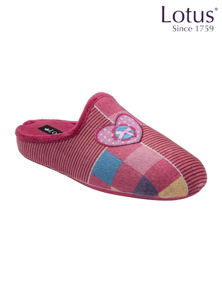 Lotus Pink Textile Mule Slippers (AA6186) | £33
