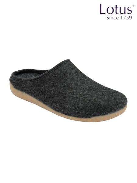 Lotus Grey Textile Mule Slippers (AA6192) | £33