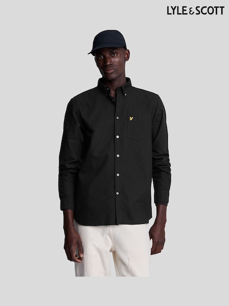 Lyle & Scott Black Cotton Plain Oxford Shirt (AA6271) | £65