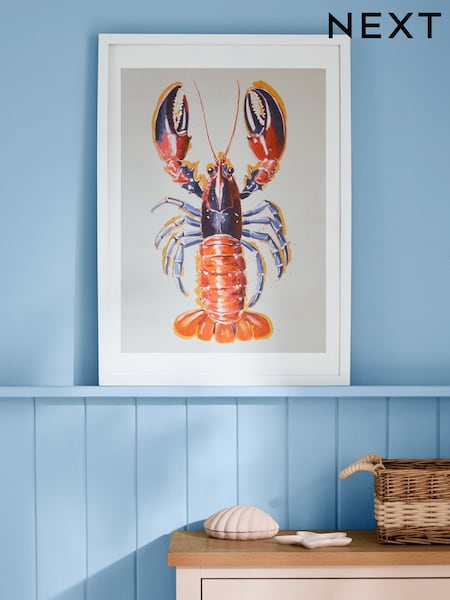 Orange Lobster Print Framed Wall Art (AA6395) | £40