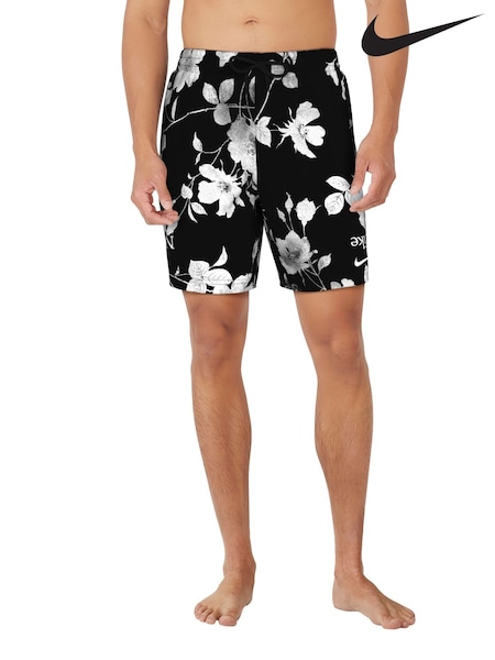Nike Black 7 Inch Floral Print 7 Inch Swim Shorts (AA6434) | £46