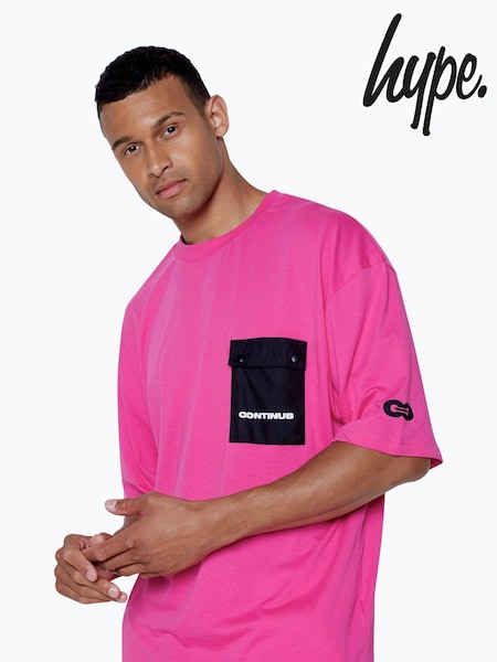 Hype. Pink CONTINU8 Unisex Fuschia Cargo Pocket Boxy T-Shirt (AA6435) | £30