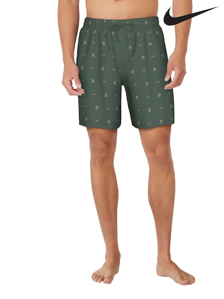 Nike Green Luxe Letter Logo 7 Inch Volley Swim Shorts (AA6437) | £46